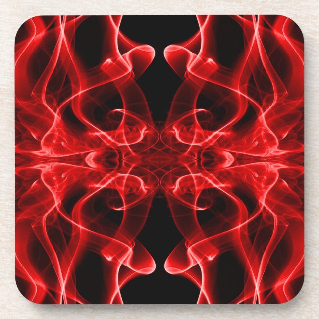 Silhouette of Coloured Smoke Abstract red black Coaster (Front)