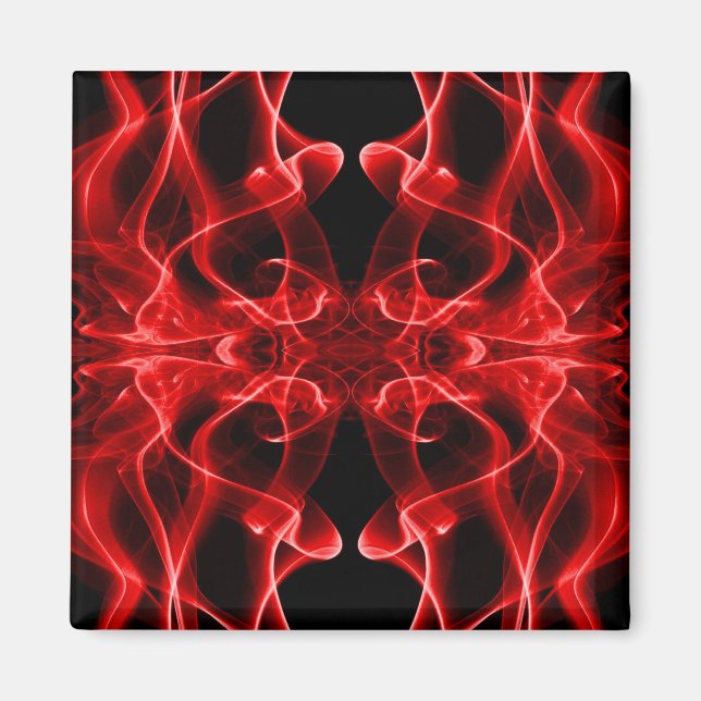 Silhouette of Coloured Smoke Abstract red black Magnet (Front)