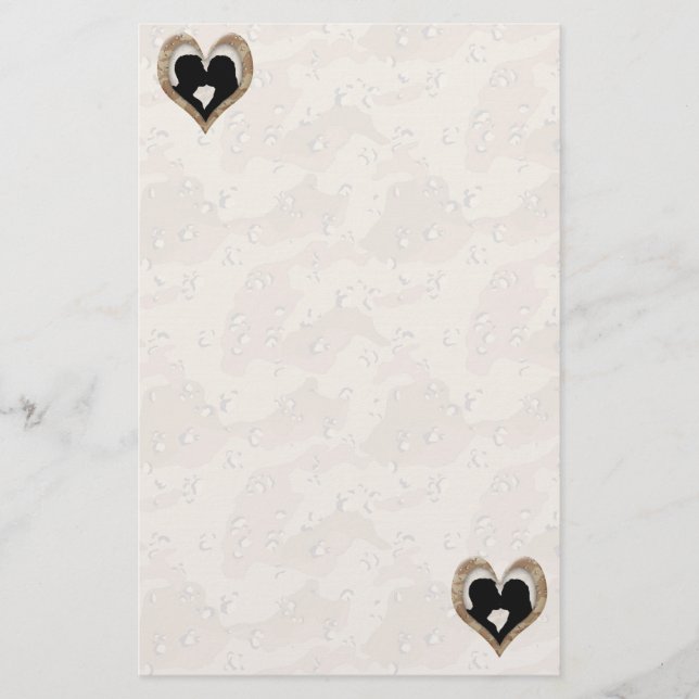 Silhouette of Couple Kissing (Camouflage Heart) Stationery (Front)