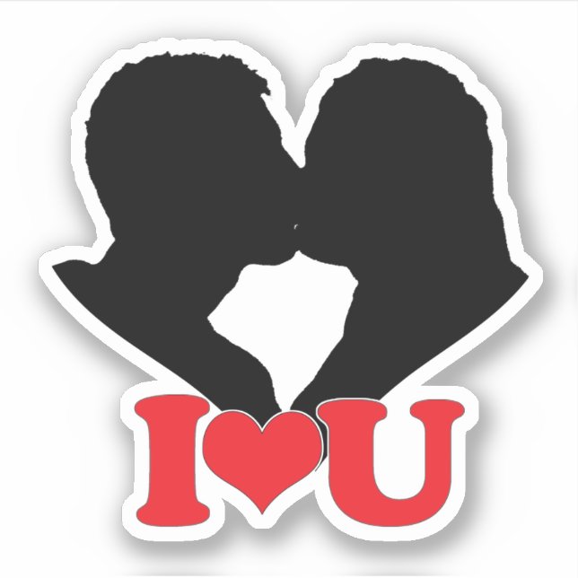 Silhouette of Couple Kissing With "I♥U" (Front)