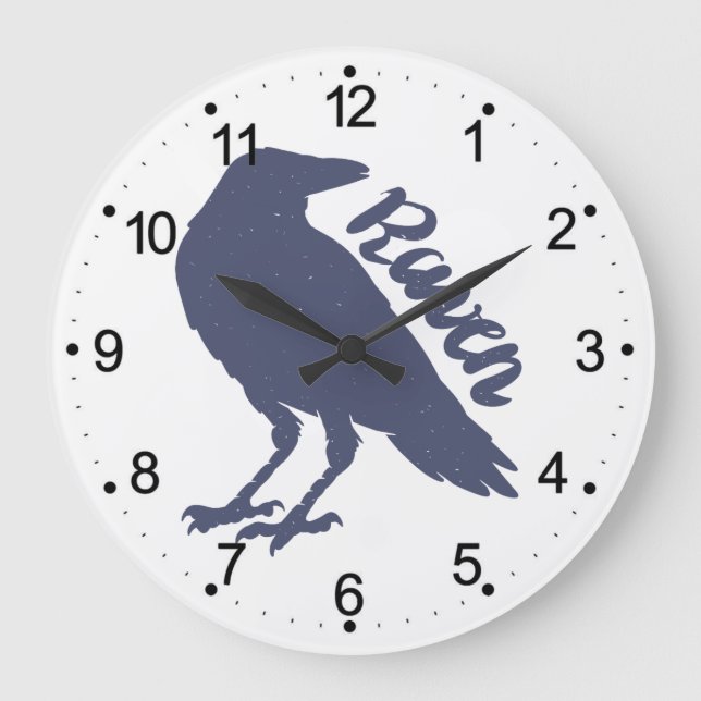 Silhouette of crow - Choose background colour Large Clock (Front)