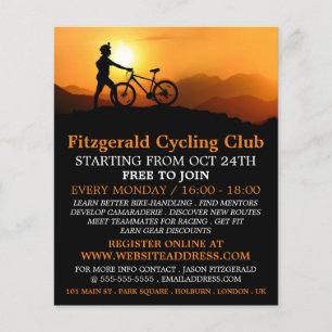 Silhouette of Cyclist, Cycling Club Advertising Flyer