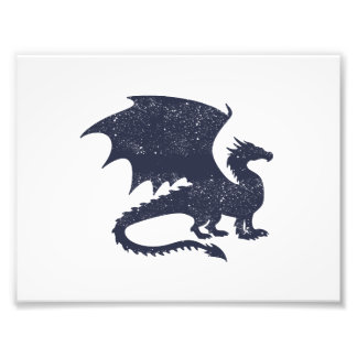 Silhouette of dragon - Choose background colour Photo Print