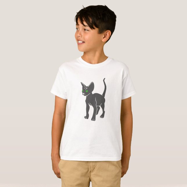 Silhouette of Egyptian  cat - Choose back color T-Shirt (Front Full)
