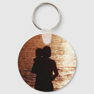 Silhouette of Father and Child Key Ring