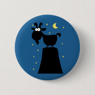 Silhouette of Goat on Mountain 6 Cm Round Badge