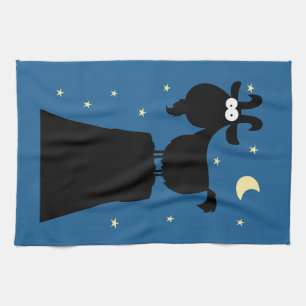 Silhouette of Goat on Mountain Tea Towel