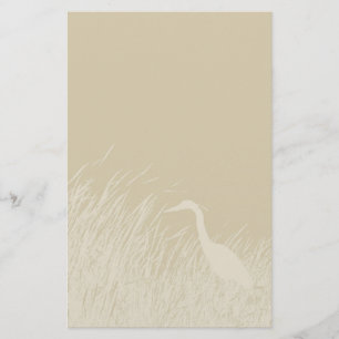 Silhouette of Great Blue Heron in marsh grass Stationery