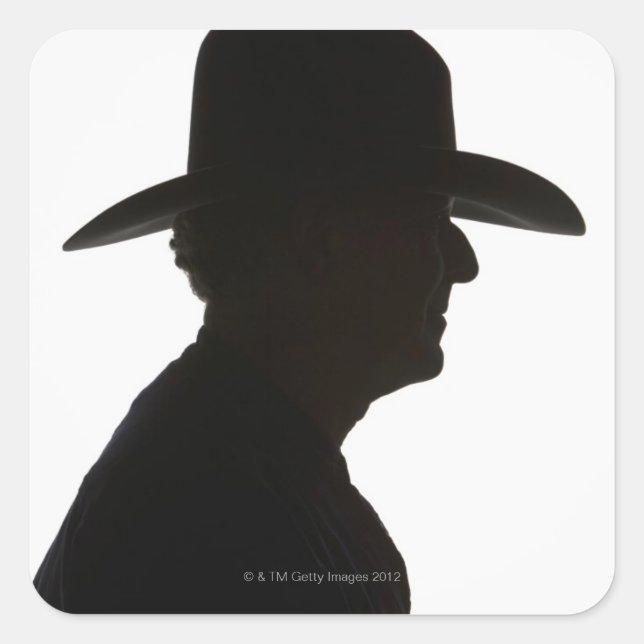 Silhouette of man in profile wearing traditional square sticker (Front)