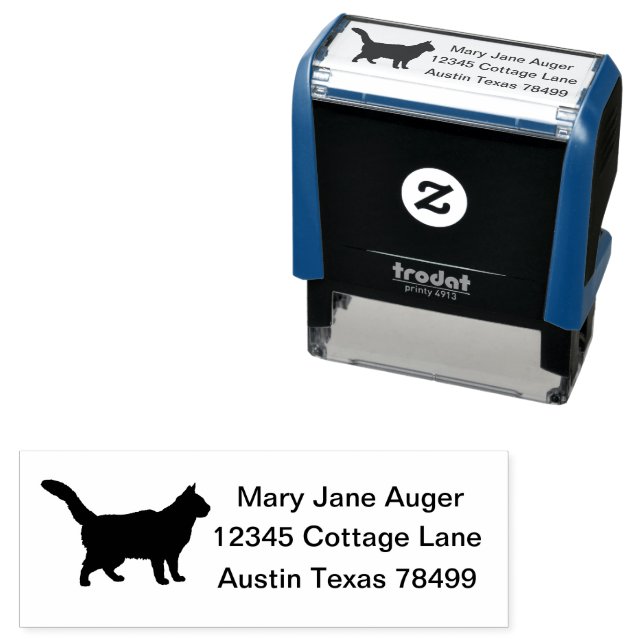 Silhouette of Nebelung Cat Self-inking Stamp (In Situ)