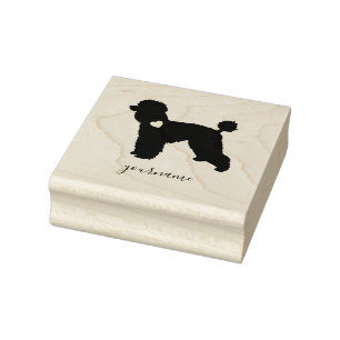 Silhouette of Poodle Dog with Heart on Neck Rubber Stamp