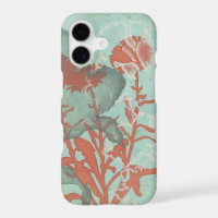 Silhouette of Red Flowers on Teal Background