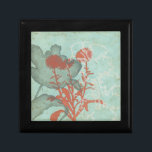 Silhouette of Red Flowers on Teal Background Gift Box<br><div class="desc">Three red flowers contrast against a teal background in this painting by Megan Meagher. A silhouette of another flower leans in from the left of the print. A simple piece with a lot going on. This would make nice gift for a friend or loved out who enjoys art!</div>