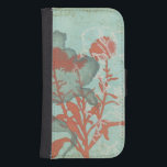 Silhouette of Red Flowers on Teal Background Samsung S4 Wallet Case<br><div class="desc">Three red flowers contrast against a teal background in this painting by Megan Meagher. A silhouette of another flower leans in from the left of the print. A simple piece with a lot going on. This would make nice gift for a friend or loved out who enjoys art!</div>