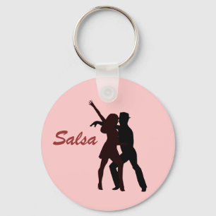 Silhouette of Salsa Dancers Key Ring