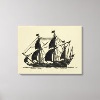 Silhouette of Ship with Billowing Sails