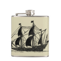 Silhouette of Ship with Billowing Sails