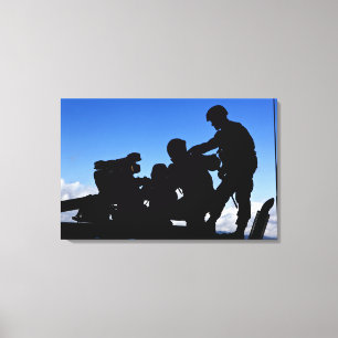Silhouette of soldiers canvas print