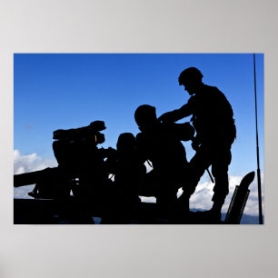 Silhouette of soldiers poster