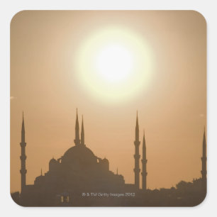 Silhouette of Suleymaniye Turkey, Istanbul Square Sticker