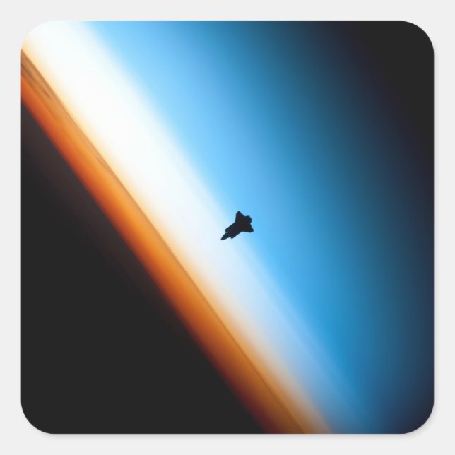 Silhouette of the Space Shuttle Endeavour Square Sticker (Front)