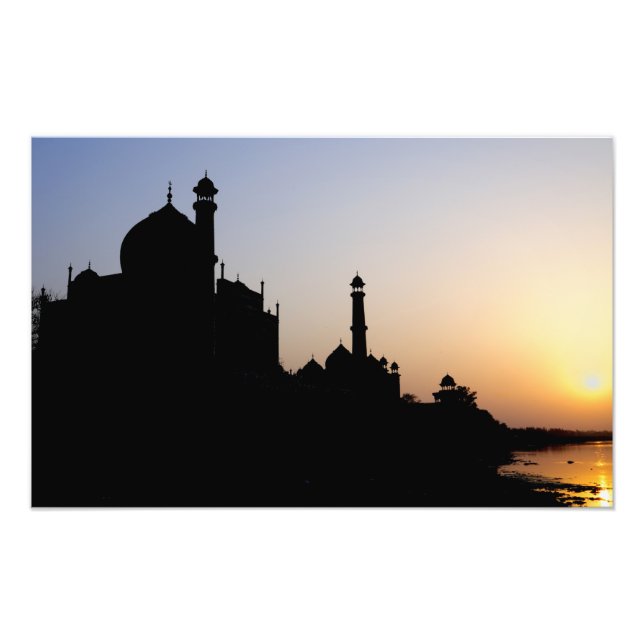 Silhouette of The Taj Mahal at sunset, Agra, Photo Print (Front)