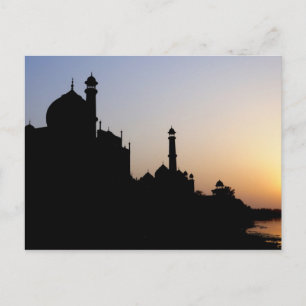 Silhouette of The Taj Mahal at sunset, Agra, Postcard
