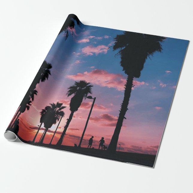Silhouette of tree under cloudy sky wrapping paper (Unrolled)