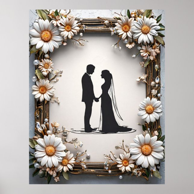 Silhouette of Wedding Couple Poster (Front)