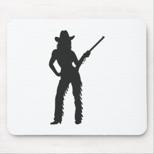 Silhouette of Western Cowgirl Mouse Pad