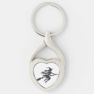 Silhouette of witch - Choose background colour Key Ring