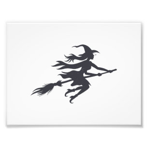 Silhouette of witch - Choose background colour Photo Print