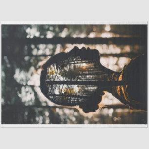 Silhouette of woman and forest decoupage  tissue paper