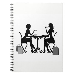 *SILHOUETTE OF WOMEN AT LUNCH* SPIRAL NOTEBOOK