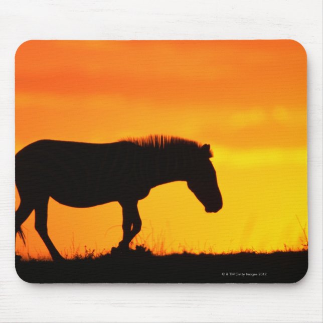 Silhouette of zebra on savanna mouse pad (Front)