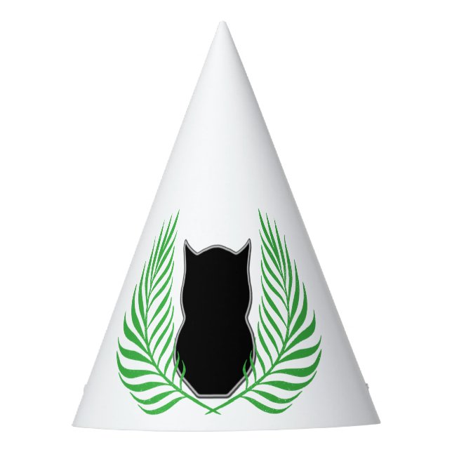 Silhouette Owl and Ferns Party Hat (Front)
