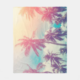 Silhouette palm trees, sunset abstract. fleece blanket