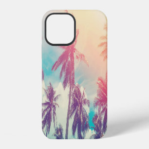 Silhouette palm trees, sunset abstract. iPhone 12 case