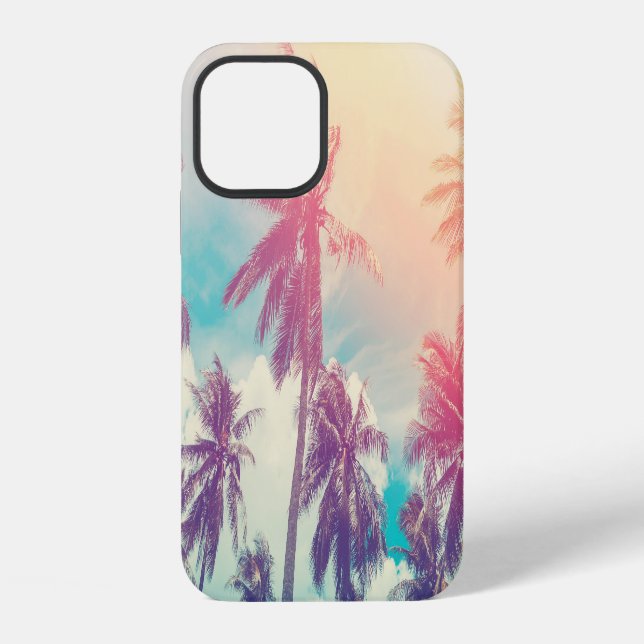 Silhouette palm trees, sunset abstract. iPhone case (Back)
