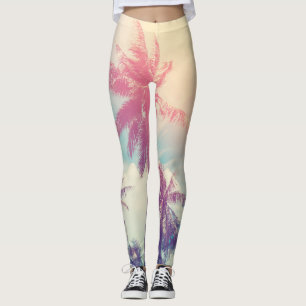 Silhouette palm trees, sunset abstract. leggings