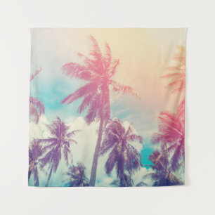 Silhouette palm trees, sunset abstract. tapestry