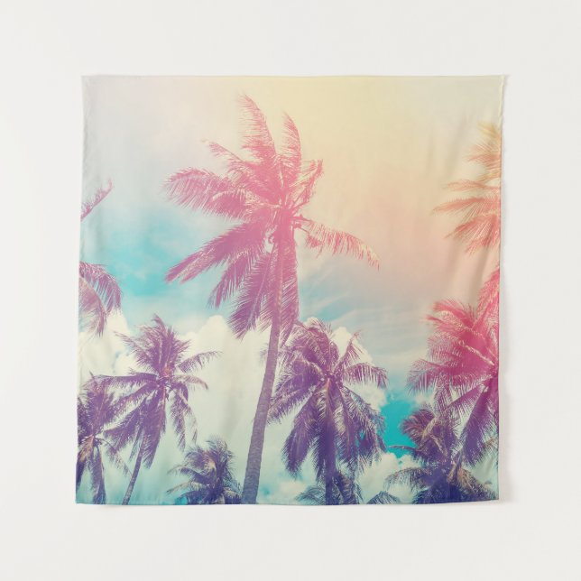 Silhouette palm trees, sunset abstract. tapestry (Front)