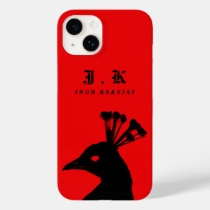 Silhouette Peacock Monogram Black Red Case-Mate iPhone 14 Case