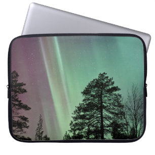 SILHOUETTE PHOTO OF AURORA BOREALIS LAPTOP SLEEVE