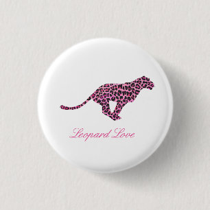 Silhouette Pink and Black Leopard 3 Cm Round Badge