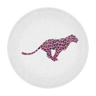 Silhouette Pink and Black Leopard Cutting Board