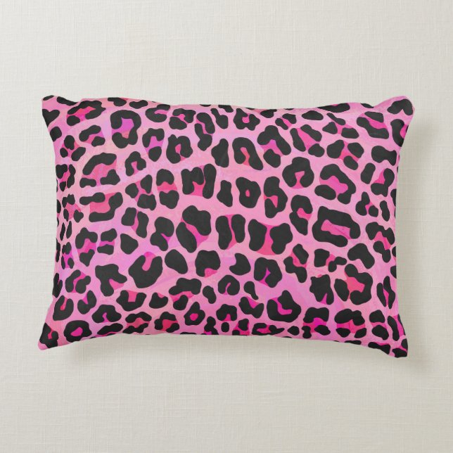 Silhouette Pink and Black Leopard Decorative Cushion (Back)
