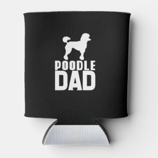 Silhouette Poodle Dad White Design Can Cooler