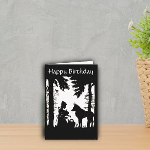 Silhouette Red Riding Hood Wolf Woods Birthday Card