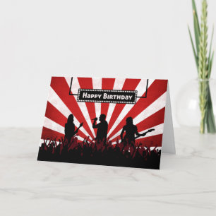 Silhouette Rock Concert w/ Sunburst Birthday Card